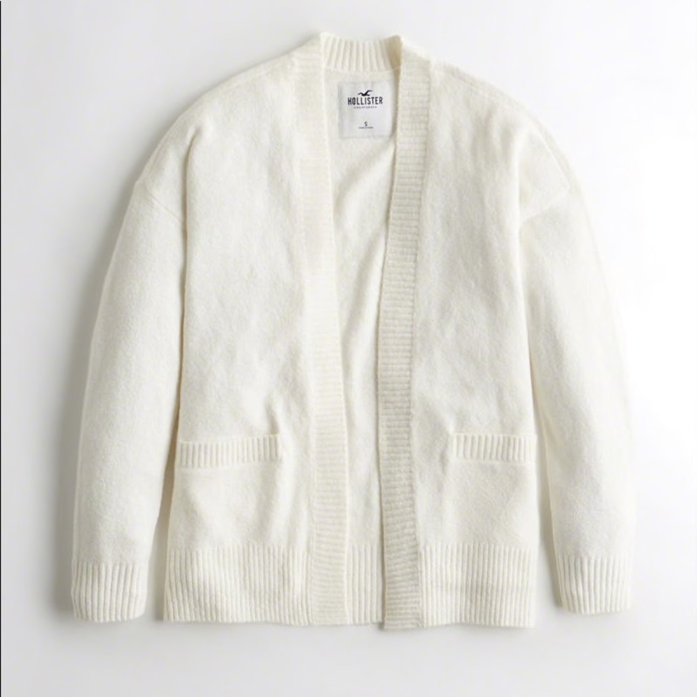Hollister White Jersey Cardigan